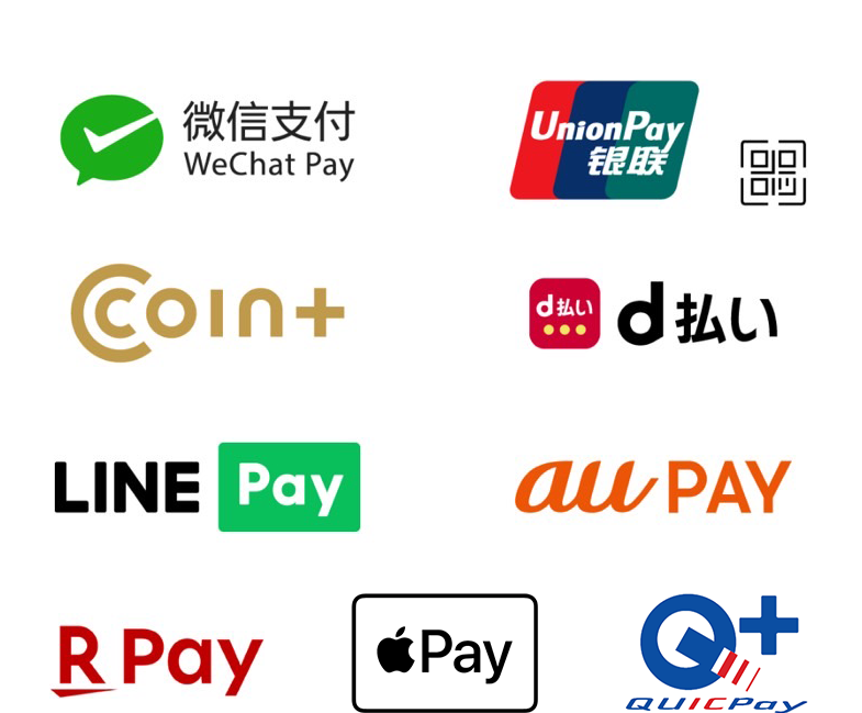 WeChatPay Coin+ LINEpay Rpay UnionPay d払い auPay